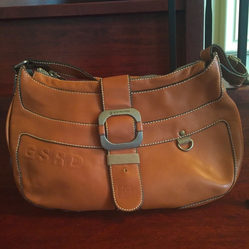 G-Star Purse -slim caramel leather & buckle detail